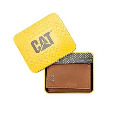 CAT - Billetera Caterpillar Hombre Cuero Genuino Proteccion Rfid