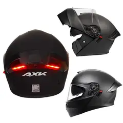 CES - CASCO MOTO AXK ABATIBLE NEGRO MATE POLARIZADO CON LUZ LED
