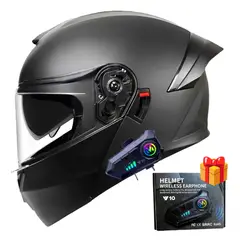 CES - CASCO MOTO REVOX ABATIBLE NEGRO MATE TRANSPARENTE + BLUETOOTH