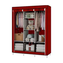 GENERICO - ROPERO ARMABLE 3 CUERPOS ARMADO FACIL Y PORTATIL (COLOR GUINDA)