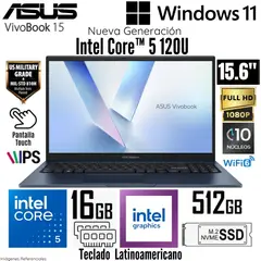 ASUS - Laptop Vivobook 15 X1504VA-E82989 Intel Core 5 120U 16GB RAM 512GB SSD 15.6" FHD Touch
