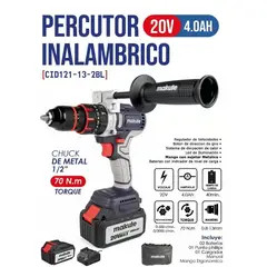 MAKUTE - TALADRO PERCUTOR INALAMBRICO DE 20V – 4.0 AH –