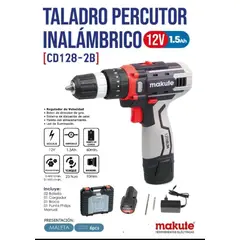 MAKUTE - TALADRO PERCUTOR INALAMBRICO DE 12V 15 Ah