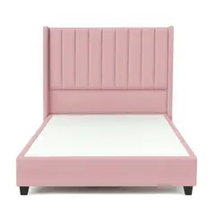 GENERICO - Cama Tapizada Confort Lineal Palo Rosa 1.5 Plz