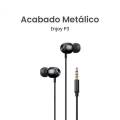 MOVISUN - Audífonos Enjoy P3 Negro Jack 3.5 mm, Diseño Metálico, Micrófono, Control Volumen y Llamada