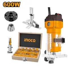 INGCO TOOLS - COMBO FRESADORA RUTEADORA INGCO 600W PLM6001 + SET 12 FRESAS PARA RUTEADORA INGCO 6 MM AKRT1201