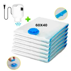 VARIOS - Pack 6 Bolsas de Aire al Vacío de Viaje 60x40cm + Bomba de Aire Alámbrico