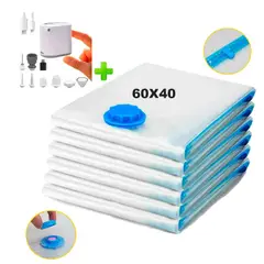 VARIOS - Pack 6 Bolsas de Aire al Vacío de Viaje 60x40cm + Bomba de Aire Inalámbrico