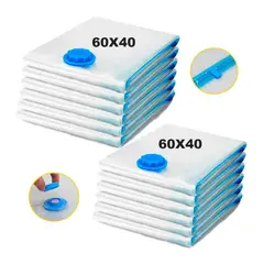 VARIOS - Set 12 Bolsas de Aire al Vacío de Viaje Ahorra Espacio Transparente 60x40cm