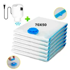 VARIOS - Pack 6 Bolsas de Aire al Vacío de Viaje 70x50cm + Bomba de Aire Alámbrico
