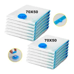 VARIOS - Set 12 Bolsas de Aire al Vacío de Viaje Ahorra Espacio Transparente 70x50cm