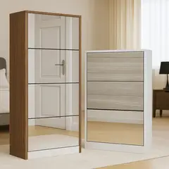 NACIONAL - Zapatera de melamina 3 niveles Personalizable con Espejo - PALERMO