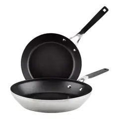 KITCHENAID - Set sartenes de 24 y 30 cm de acero inoxidable y placa de inducción