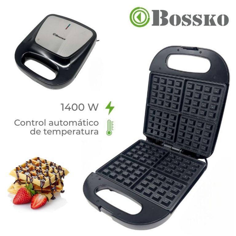 Waflera Electrica Boskko BK-424WF4 Anti-adherente 4 Porciones Negro