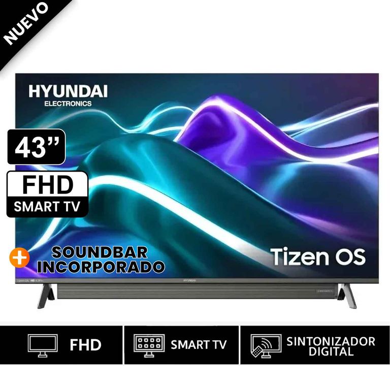 TELEVISOR 43 SMART TV TIZEN OS FHD HYLED4329T+ SOUNDBAR INCORPORADO
