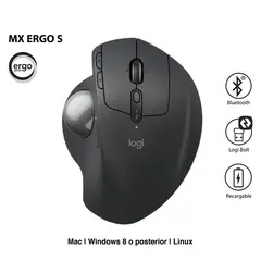 LOGITECH - MOUSE MX ERGO S ADVANCED TRACKBALL BLUETOOTH USB-C NEGRO 910-007261