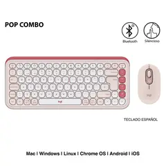 LOGITECH - TECLADO Y MOUSE POP ICON BLUETOOTH ROSE 920-013053