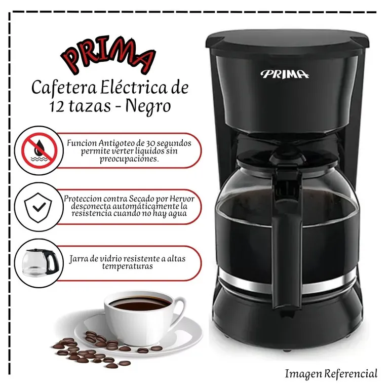Cafetera Eléctrica de 12 tazas - Negro