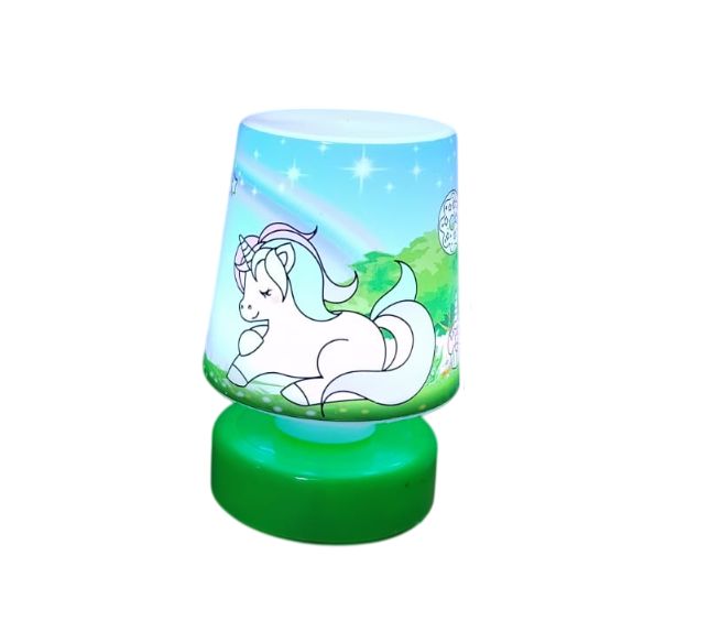 Lampara pequeña para escritorio o dormitorio infantil unicornio verde
