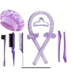GENERICO - SET DE GORRO SATIN + ONDULADOR DE CABELLO TOP PREMIUM LILA
