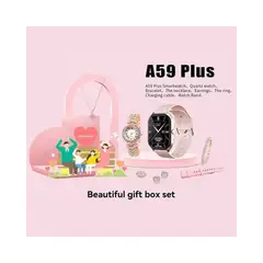 GENERICO - PACK SMARTWATCH A59 PLUS 2.02 BIG SCREEN KIT 7 EN 1 CON ACCESORIOS PARA DAMA CORREA AZUL