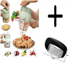 GENERICO - Mini Picadora Eléctrica Multifuncional+ 2 APLASTADOR AJOS