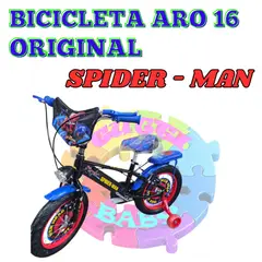 EBABY - BICICLETA ARO 16 ORIGINAL SPIDER-MAN - AZUL Y ROJO