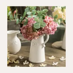 GENERICO - Jarrón de Cerámica Vintage Blanco - Diseño Corona