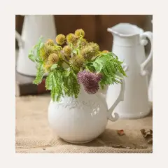 GENERICO - Jarrón de Cerámica Vintage Blanco - Diseño Flores