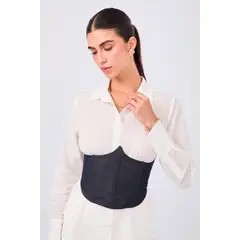 BANATY - CORSET DE DENIM ISADORA AJUSTABLE CON VARILLAS PARA MUJER