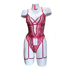 GENERICO - BODY LENCERIA DE ENCAJE CON ARNES PORTALIGAS