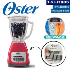 OSTER - LICUADORA 1.25LT 2 VELOCIDADES COLOR SANDÍA