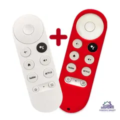 GENERICO - Control Remoto Para Chromecast Google TV 4K HD + Funda Color Rojo