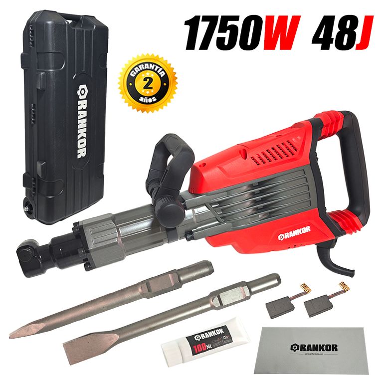 Martillo Demoledor Hexagonal 30mm Industrial RDB175001 1750W 48J 15kg