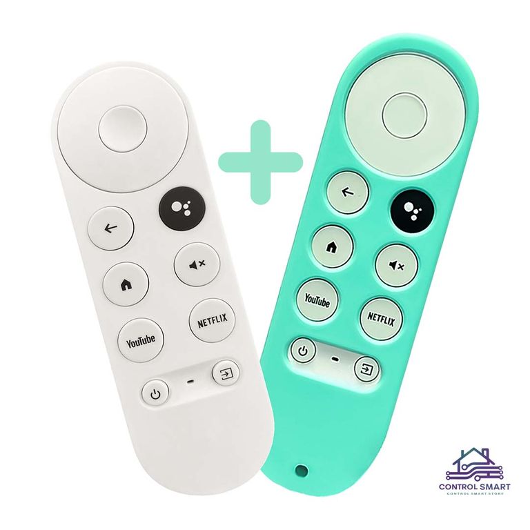 Control Remoto Para Chromecast Google TV 4K HD + Funda Color Verde Agua