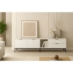 STARHOME - APARADOR MESA DE TV FIVE CON CAJONES Y PUERTAS BLANCO