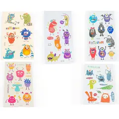 GENERICO - 4 laminas de stickers tatuajes temporales monstruos