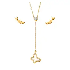 ESIKA - Set Collar + Aretes Delicate Fly Trendy Lindas Mariposas juego en dorado -