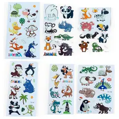 GENERICO - 4 laminas de stickers tatuajes temporales animales