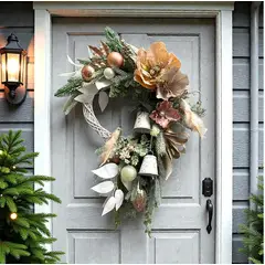 BOSQUE INVERNAL DECORACION ECO ALTERNATIVA - Corona Navideña de Puerta Fantasía Champagne