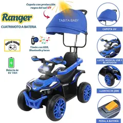GRACO - Cuatrimoto para niños a Eléctrico con Protección UV Ranger Azul