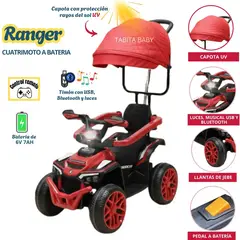 GRACO - Cuatrimoto para niños a Eléctrico con Protección UV Ranger Rojo