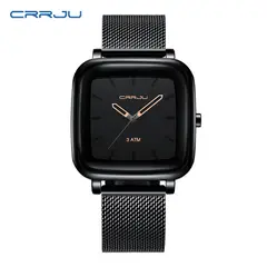 CRRJU - RELOJ NEGRO DORADO METAL HOMBRE ESTILO CUADRADO DOR122