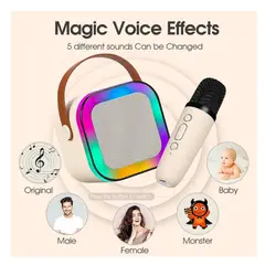 GENERICO - Parlante Karaoke K12 Bluetooth Luces RGB 01 Micrófono - Beige
