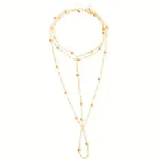 MORITA BAG STORE - TOBILLERA MULTICAPA MINIMALISTA CON CADENA DE PIE COLOR DORADO