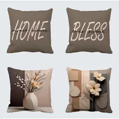 GENERICO - Juego de 4 Fundas de Cojin Sweet Home Color Topo 45x45 cm