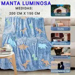 GENERICO - MANTA HIPOALERGÉNICO LUMINOSO BRILLA OSCURIDAD SUAVE AZUL