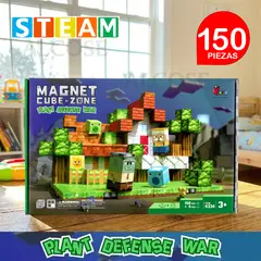 STM - Cubos magnéticos 3D didácticos STEAM caja 150 piezas PLANT DEFENSE WAR