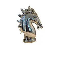 GENERICO - Adorno Decorativo Cabeza de Caballo Cromado Plateado - Adorno Elegante para Sala Regalo Ideal
