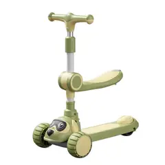 GENERICO - SCOOTER CON ASIENTO CON LUCES NIÑO VERDE Y CREMA